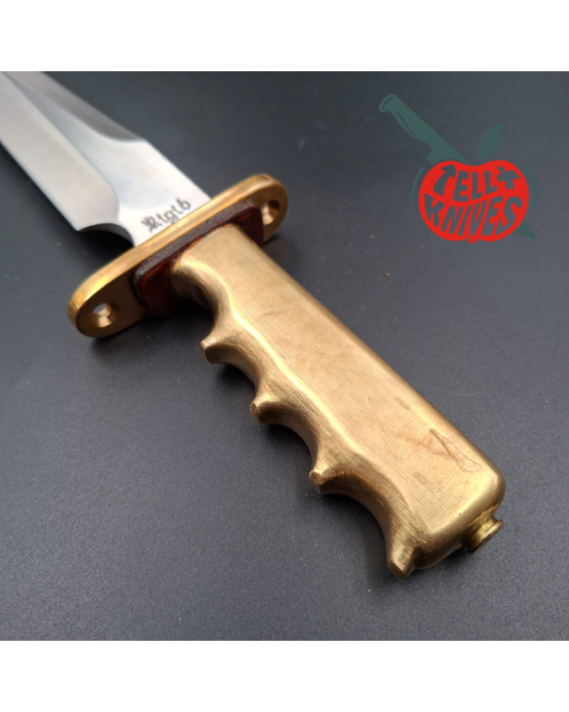 Trench Knife Custom Vintage 80ies RIGID blade SEKI Japan Swiss Legal Fighting Knife Brass handle