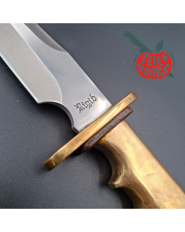 Trench Knife Custom Vintage 80ies RIGID blade SEKI Japan Swiss Legal Fighting Knife Brass handle