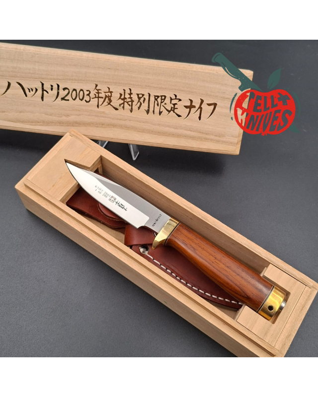 Hattori fixed blade "2003 HA6-4 Knife of the Year" VG-10 stainless steel brass guard and pommel cocobolo wood