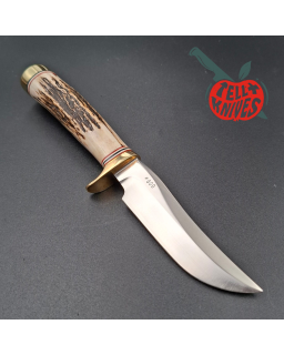 Randall Made Knives 2001 Model Mini 3 forged stainless steel stag handle brass guard brown leather sheath