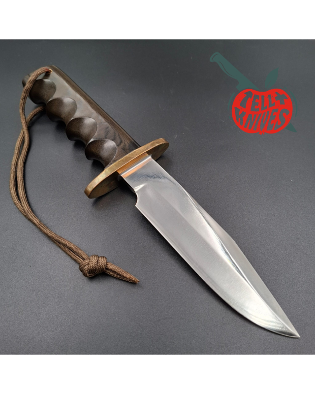Randall Made Knives Vintage 70ies Model 15 Airman forged carbon steel brown micarta four fingers grip handle brass guard