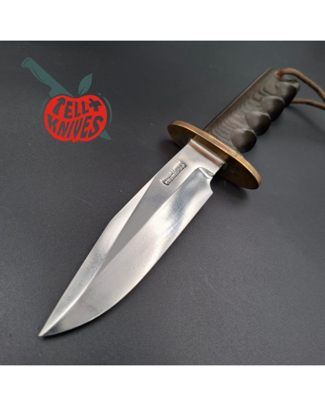 Randall Made Knives Vintage 70ies Model 15 Airman forged carbon steel brown micarta four fingers grip handle brass guard