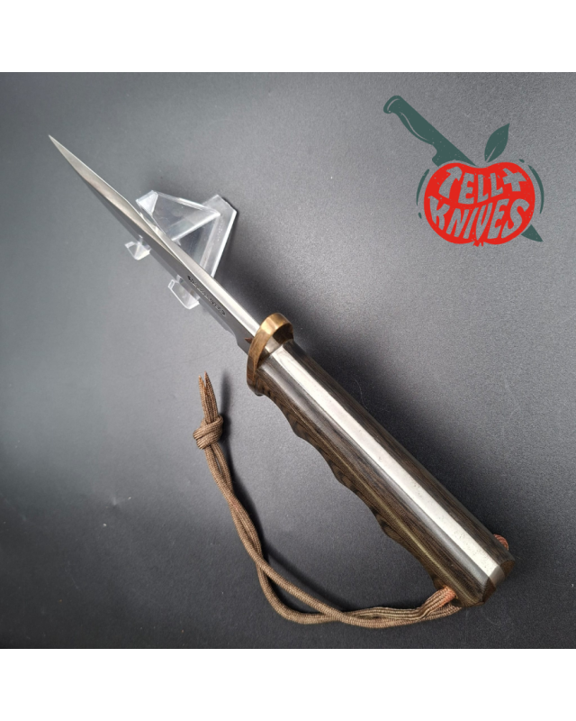 Randall Made Knives Vintage 70ies Model 15 Airman forged carbon steel brown micarta four fingers grip handle brass guard