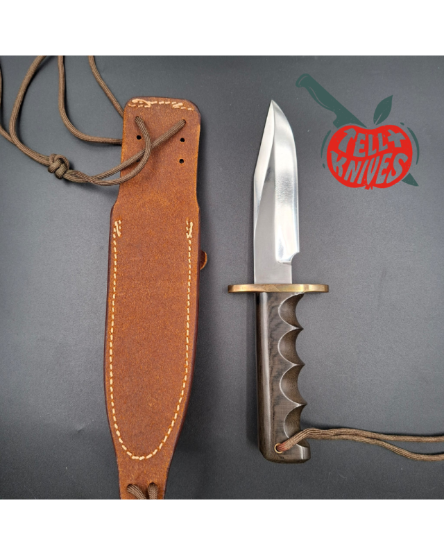 Randall Made Knives Vintage 70ies Model 15 Airman forged carbon steel brown micarta four fingers grip handle brass guard