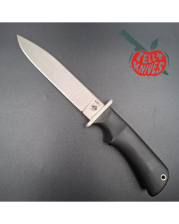 Blackjack Knives Model AWAC fixed blade knife Sandvik 12C27 Stainless Steel blade black micarta handle black leather she