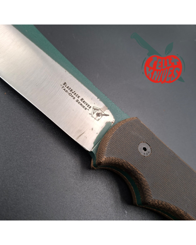Blackjack Knives Tac Ops 8 1st Production Run 1095HC carbon steel full tang green micarta handle black kydex sheath