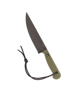 STATION IX Number Two "The Partisan" Fixed Blade 1095HC carbon steel blackwash finish OD Green G10 handle