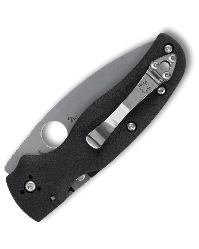 Spyderco Shaman Lightweight Compression Lock satin finish CTS-BD1 stainless blade black FRN handle
