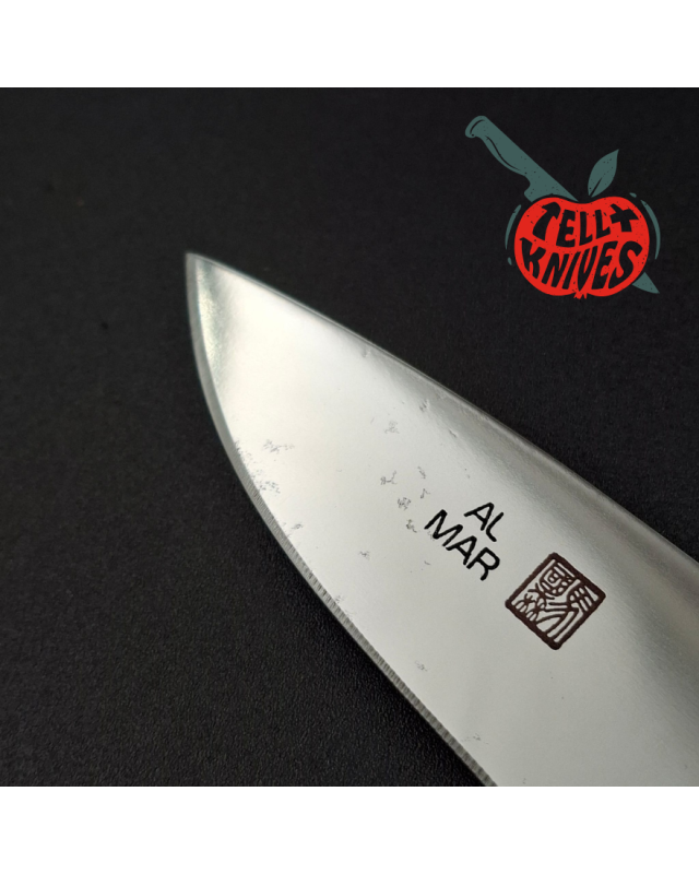 AL MAR Knives Model 4005 fixed blade AUS-6 stainess steel miror finish paper micarta handle