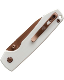 Vosteed Raccoon Top Linerlock Copper Cerakote 14C28N Sandvik Stainless Steel Blade White G10 Handle