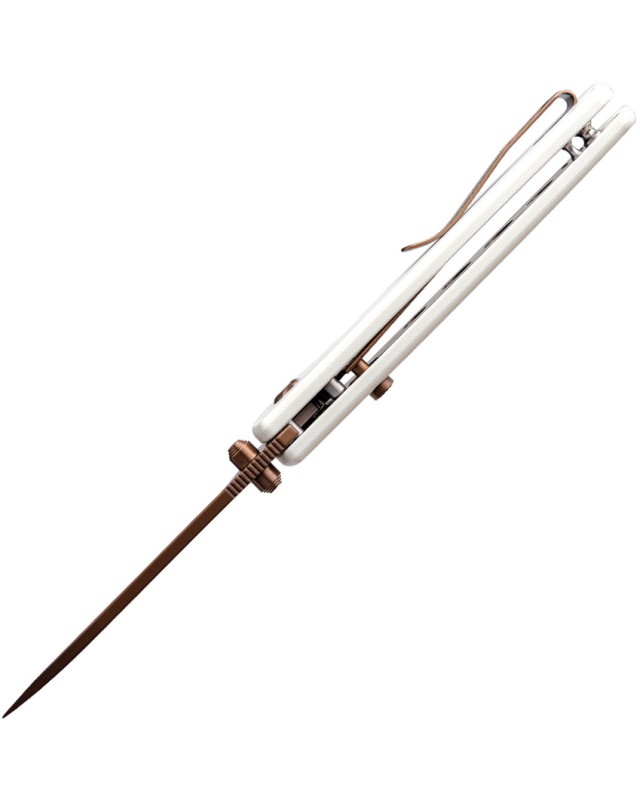 Vosteed Raccoon Top Linerlock Copper Cerakote 14C28N Sandvik Stainless Steel Blade White G10 Handle