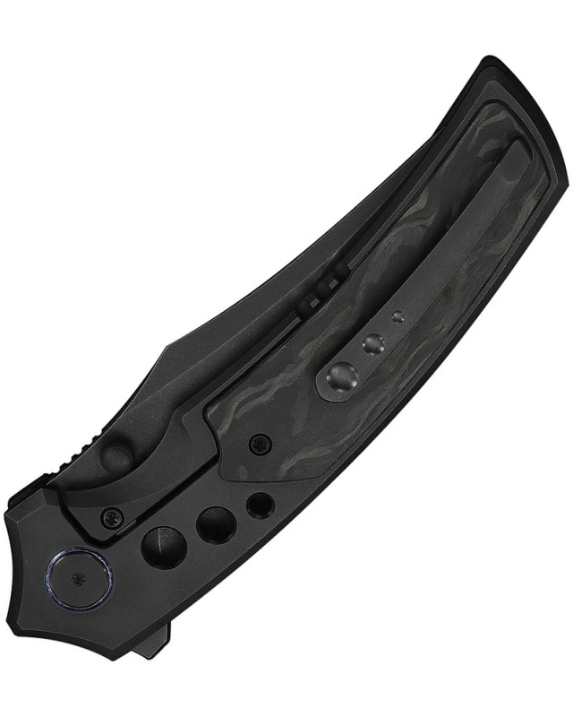 We Knife Skynix Black Stonewashed Bohler M390 Steel Blade Black Titanium and CF Handle