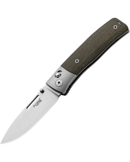 LionSteel Nini 2 Satin Bohler M390 Steel Blade Green Micarta Handle