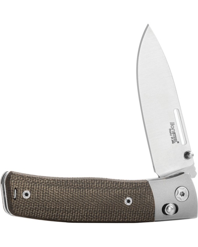LionSteel Nini 2 Satin Bohler M390 Steel Blade Green Micarta Handle