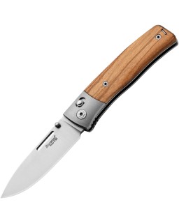 LionSteel Nini 2 Satin Bohler M390 Steel Blade Olive Wood Handle