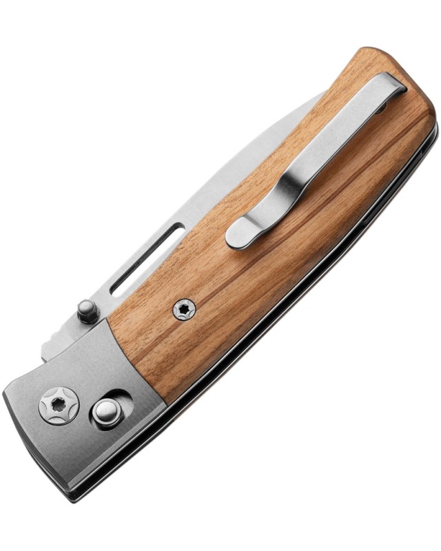 LionSteel Nini 2 Satin Bohler M390 Steel Blade Olive Wood Handle