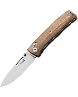 LionSteel Nini 1 Satin M390 Bohler Steel Blade Canvas Natural Micarta Handle
