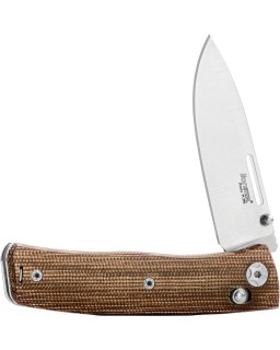 LionSteel Nini 1 Satin M390 Bohler Steel Blade Canvas Natural Micarta Handle