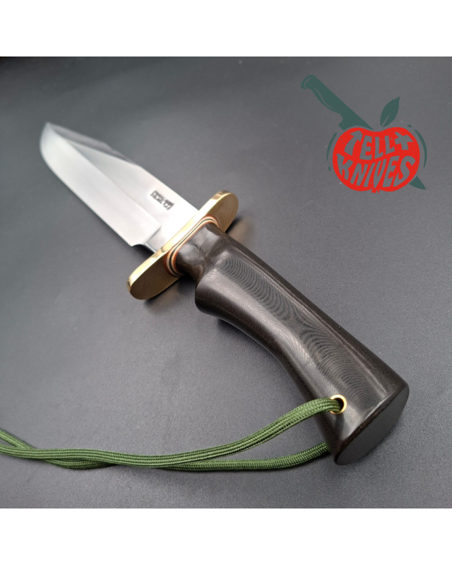 Randall Made Knives 1990ies Model 12-9 Sportsman forged carbon steel blade black micarta handle brass guard