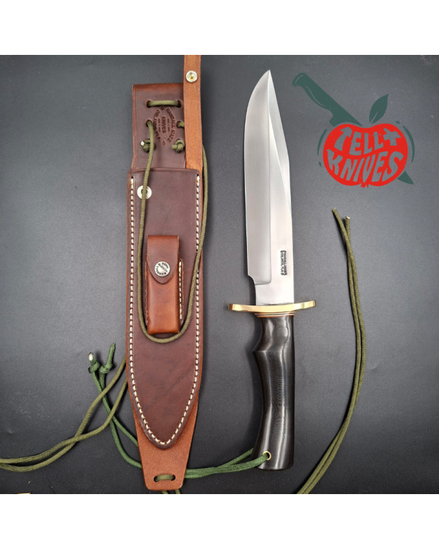Randall Made Knives 1990ies Model 12-9 Sportsman forged carbon steel blade black micarta handle brass guard