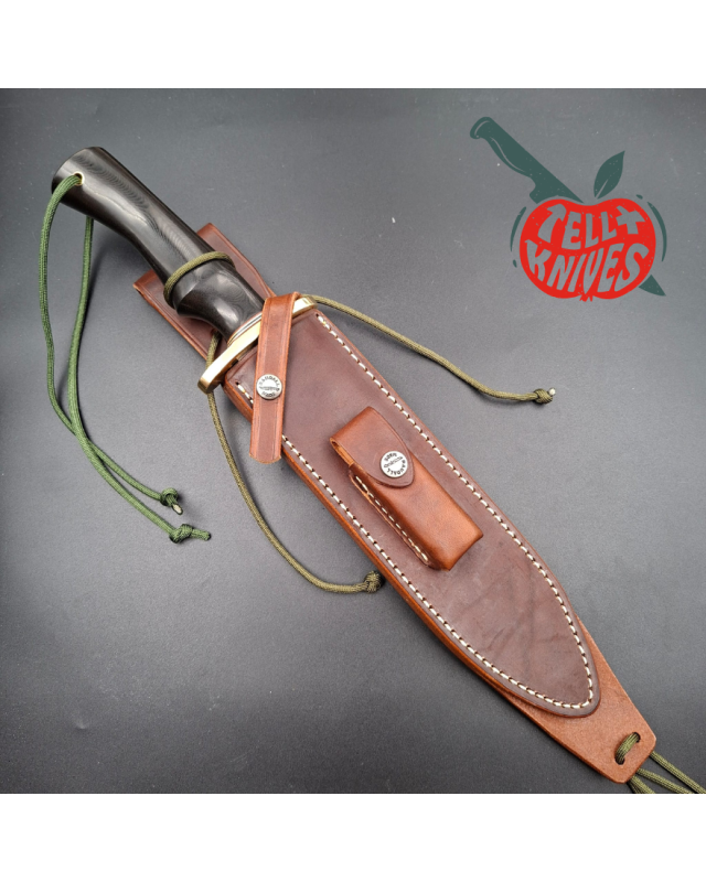 Randall Made Knives 1990ies Model 12-9 Sportsman forged carbon steel blade black micarta handle brass guard