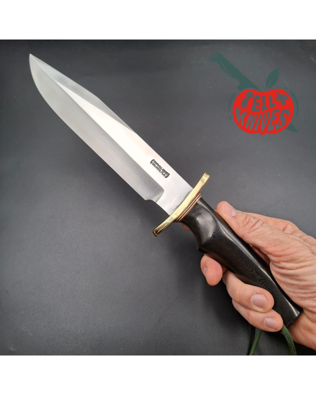 Randall Made Knives 1990ies Model 12-9 Sportsman forged carbon steel blade black micarta handle brass guard