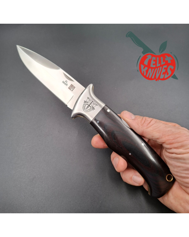 AL MAR SERE 3003 Special Forces folding knife AUS6 stainless steel spear point blade black and red micarta handle