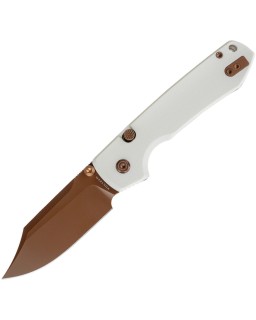 Vosteed Raccoon Top Linerlock Copper Cerakote 14C28N Sandvik Steel Blade White G10 Handle