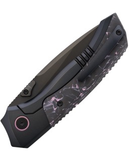 Remette Steed Button Framelock Black DLC M390 Steel Blade Black Titanium Carbon Fiber Handle