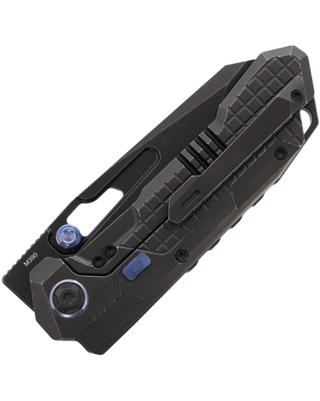 Remette Cool Leopard Stonewash DLC Bohler M390 Steel Blade Black Frag Pattern Titanium Handle