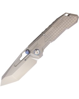 Remette Cool Leopard Pearlescent Bohler M390 Steel Blade Gray Frag Pattern Titanium Handle