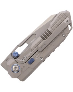 Remette Cool Leopard Pearlescent Bohler M390 Steel Blade Gray Frag Pattern Titanium Handle