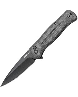 Trivisa Dor-4 Black Stonewash 14C28N Sandvik Stainless Steel Black Canva Micarta Handle
