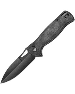 Trivisa Crateris-04 Black Stonewash 14C28N Sandvik Stainless Steel Black Canva Micarta Handle