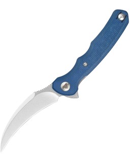 Trivisa Lacerta-04 Stonewash 14C28N Sandvik Stainless Steel  Blue Canva Micarta Handle