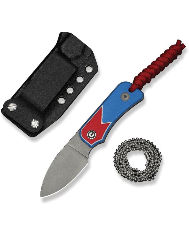 Civivi Baby Banter Jump Fixed Blade Stonewash Nitro V Steel Blue Red and White G10 Handle