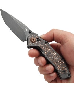 Kansept Apollo Crossbar Lock Folding Knife  CPM S35VN Steel Blue Carbon Fiber Titanium Handle