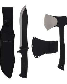 Schrade Machete/Axe Combo 3Cr13 Stainless Steel Black Handle