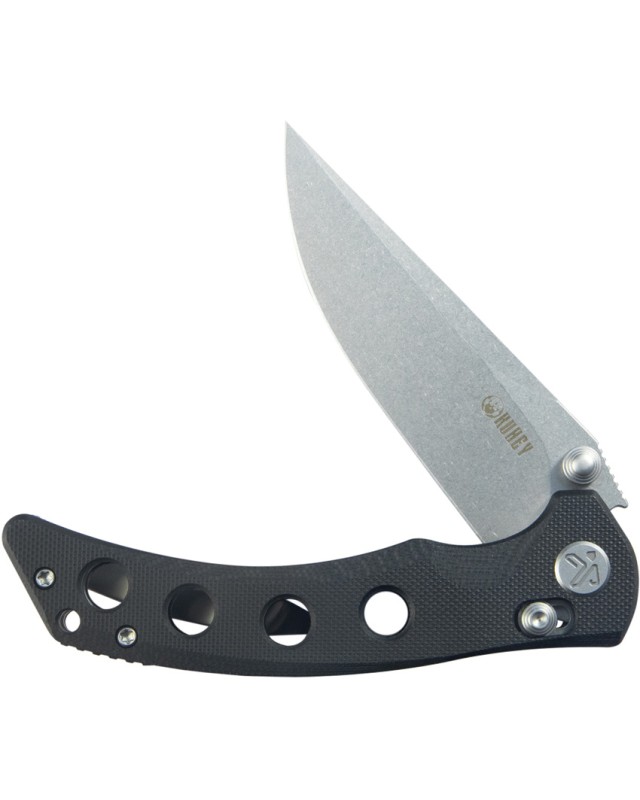 Kubey Hound Crossbar Lock Stonewash 14C28N Sandvik Steel Blade Black G10 Handle