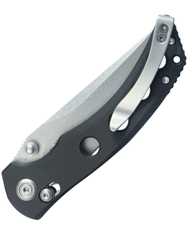 Kubey Hound Crossbar Lock Stonewash 14C28N Sandvik Steel Blade Black G10 Handle