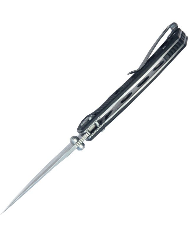 Kubey Hound Crossbar Lock Stonewash 14C28N Sandvik Steel Blade Black G10 Handle