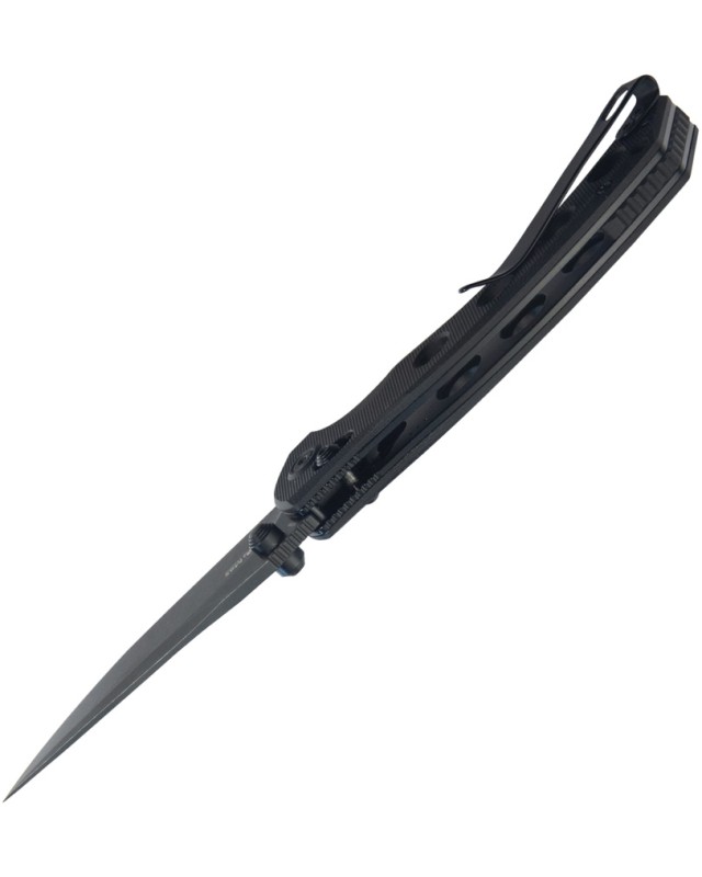 Kubey Hound Crossbar Lock Blackwash Sandvik 14C28N Steel Blade Black G10 Handle