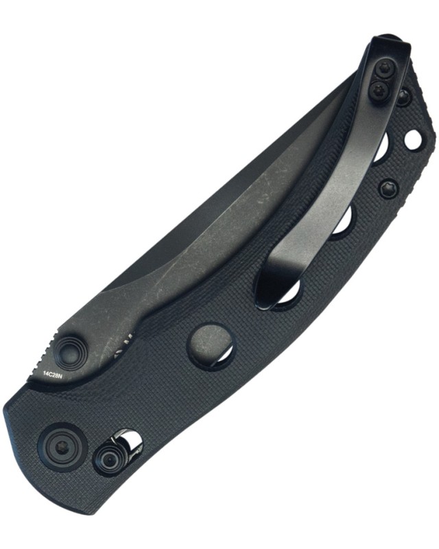 Kubey Hound Crossbar Lock Blackwash Sandvik 14C28N Steel Blade Black G10 Handle