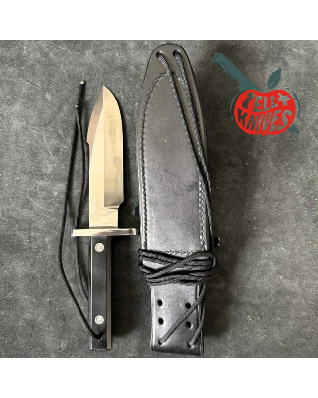 Randall Made Knives Astro Full Tang Stainless steel nickel silver hilt black micarta handle black leather sheath