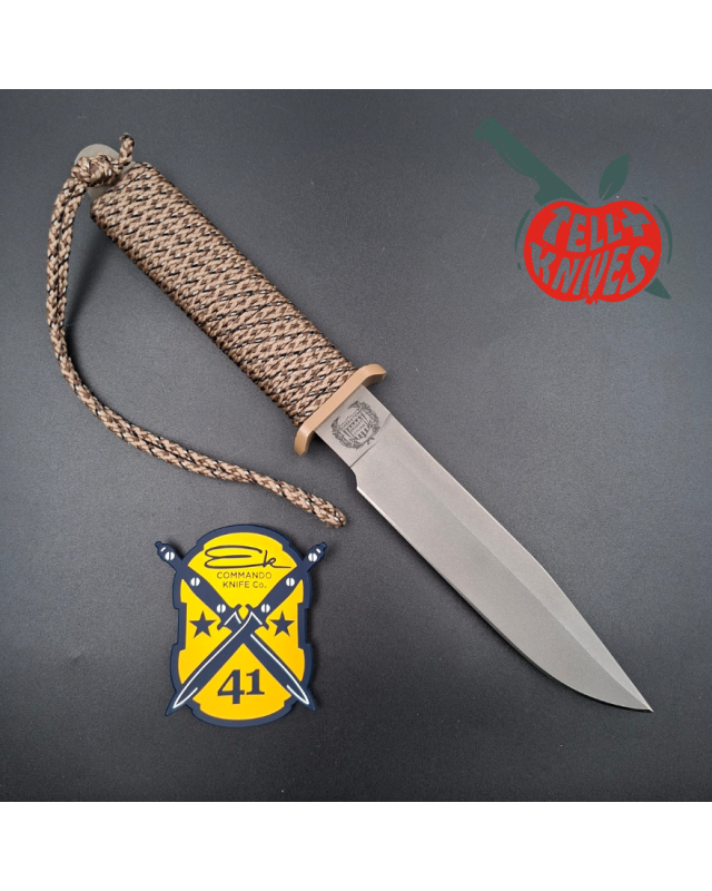 John EK - 1991 Commando Bowie - Operation Desert Storm Edition full tang grey coated 440C steel blade paracord wrapped