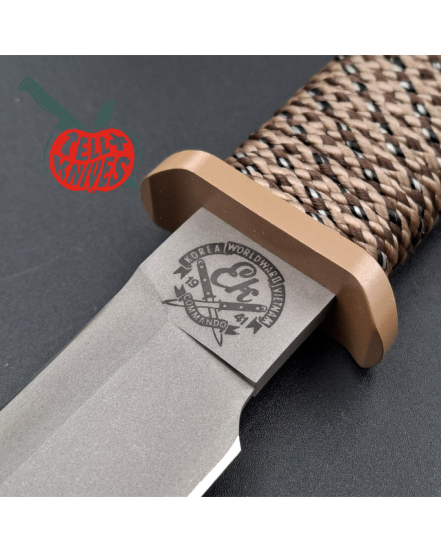 John EK - 1991 Commando Bowie - Operation Desert Storm Edition full tang grey coated 440C steel blade paracord wrapped