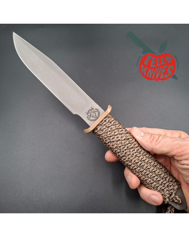 John EK - 1991 Commando Bowie - Operation Desert Storm Edition full tang grey coated 440C steel blade paracord wrapped