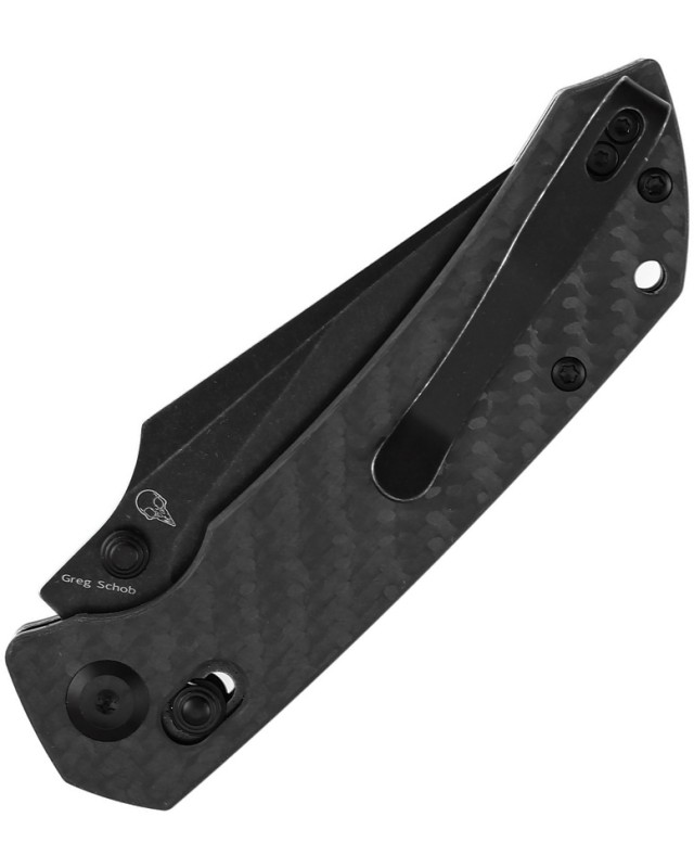 Kansept Fenrir Crossbar Lock Blackwash CPM S35VN Carbon Fiber Handle