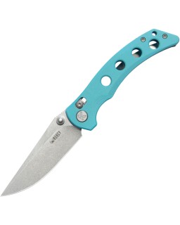 Kubey Hound Crossbar Lock Stonewash 14C28N Sandvik Stainless Steel Tiffany Blue G10 Handle