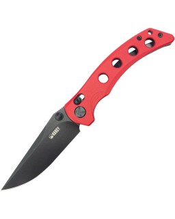 Kubey Hound Crossbar Lock Blackwash 14C28N Stainless Steel Blade Red G10 Handle